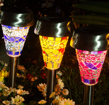 Load image into Gallery viewer, Mosaic LED Solar Garden Lights Outdoor 3 Pack
