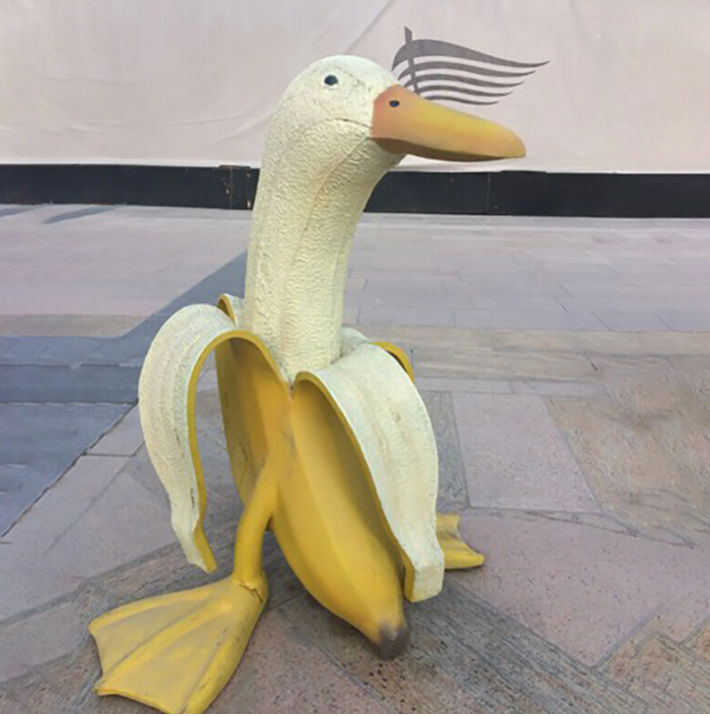 Banana duck garden art deco statue