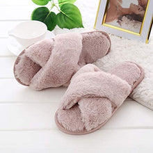 Load image into Gallery viewer, Cross Band Soft Plush Furry Slippers
