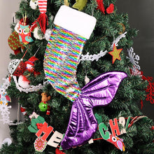 Load image into Gallery viewer, Mermaid designed christmas decoration stocking
