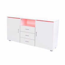 Load image into Gallery viewer, LED White High Gloss Sideboard Cabinet 2 Door 3 Drawer
