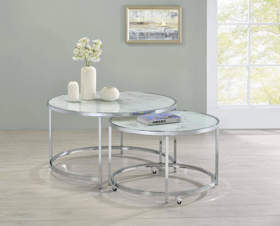 white chrome nest of tables