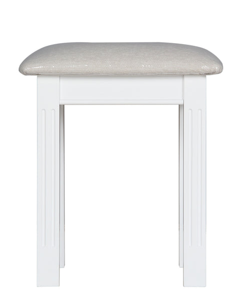 Berkeley Elegance Elegant White Painted Upholstered Dressing Table Stool