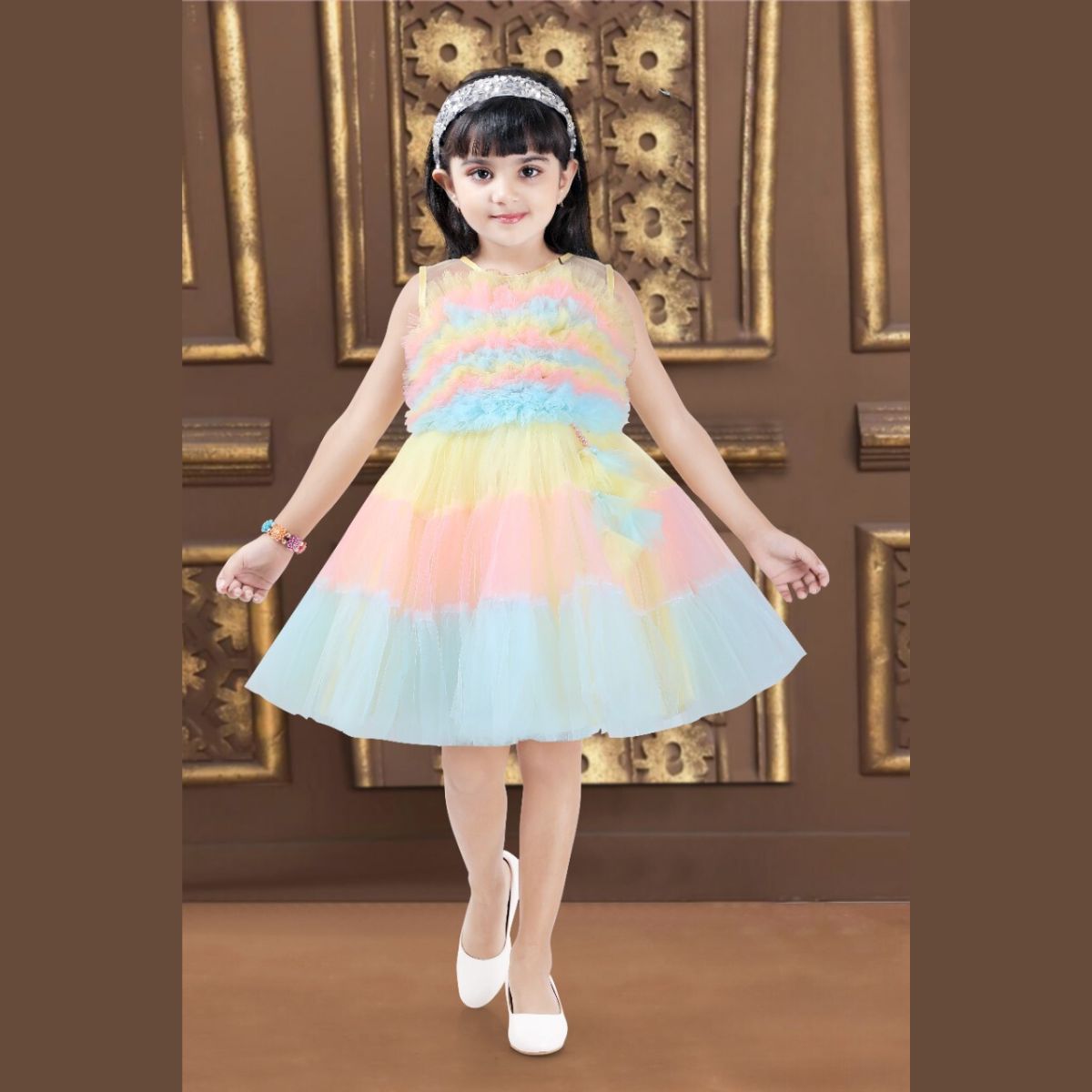 Buy Party Wear Baby Girl Frock With Layered Pattern – Mumkins