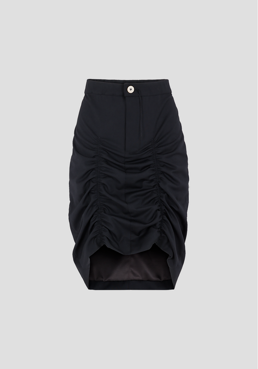 Racing Short Warped Elastic Skirt in Black