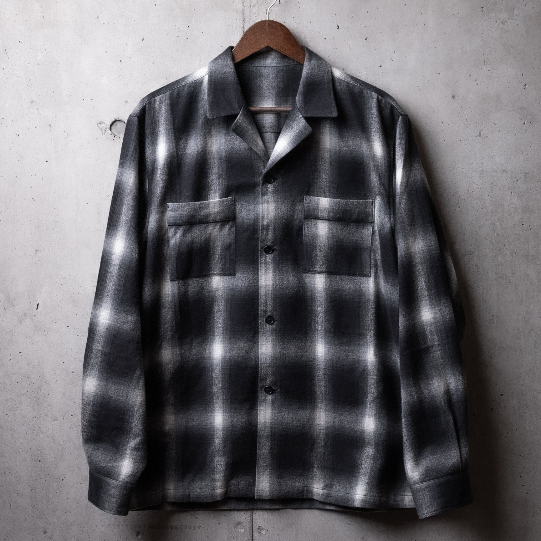 完売品】 kinema ombre check pajamas shirt L-