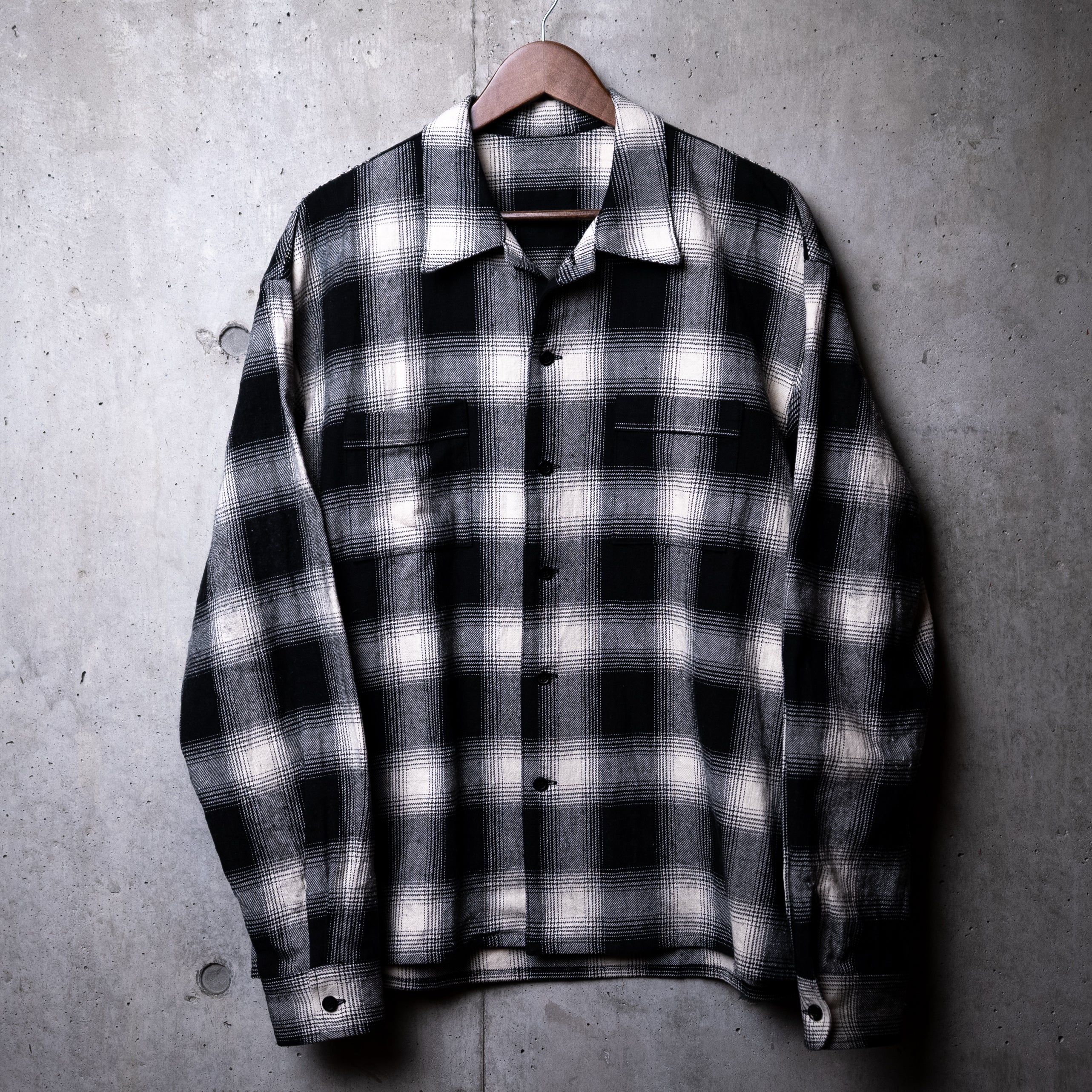 神経質な方の入札はご遠慮下さいkinema check pajamas shirt L ombre オンブレ