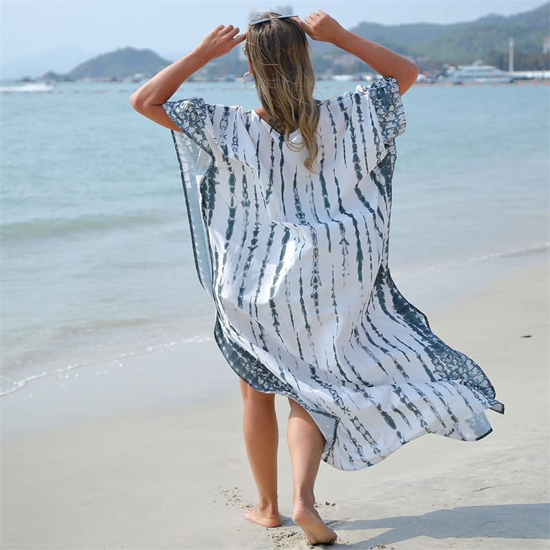 Womens Tie-Dye Print Maxi Loose Dress Summer Beach Casual Printed Large Size Holiday Bikini Cover Up Slit Dresses - White + Grey
Womens Tie-Dye Print Maxi Loose Dress Summer Beach Casual Printed Large Size Holiday Bikini Cover Up Slit Dresses - White + Grey