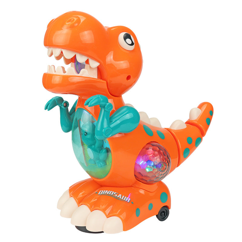 

Cartoon Music Lighting Electric Dancing Dinosuar Walking Animal Model Doll Toy Kids Gift - Orange