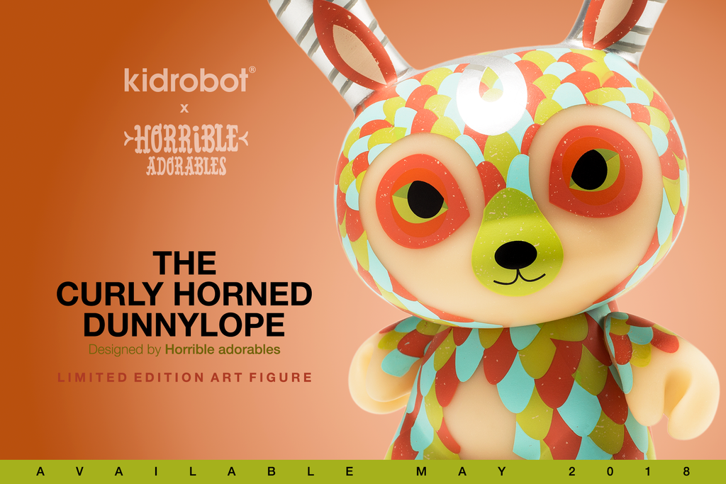 The Curly Horned Dunnylope 5" Orange Dunny by Horrible Adorables