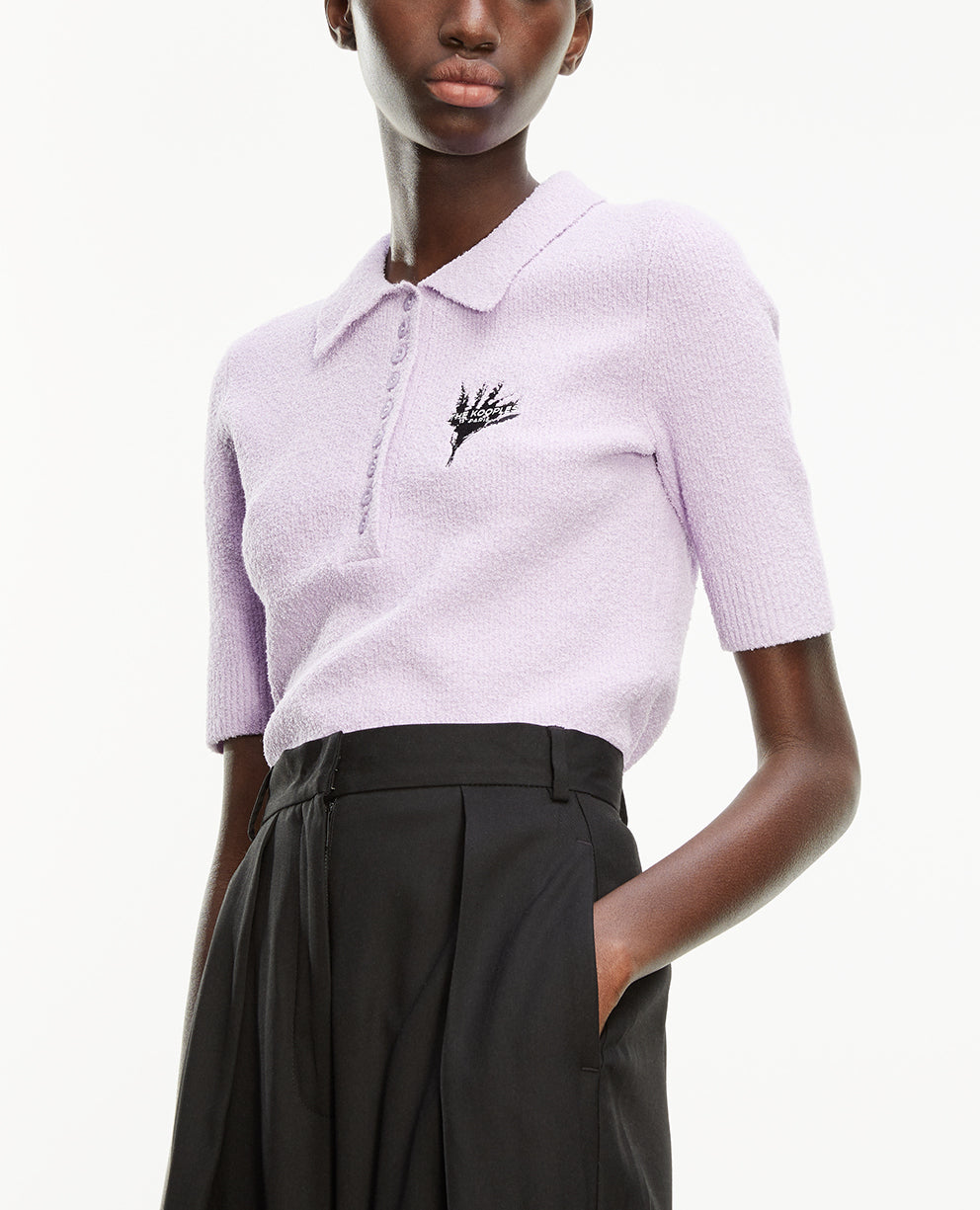 Polo vert ajusté boutonné détail brodé The Kooples seconde vie