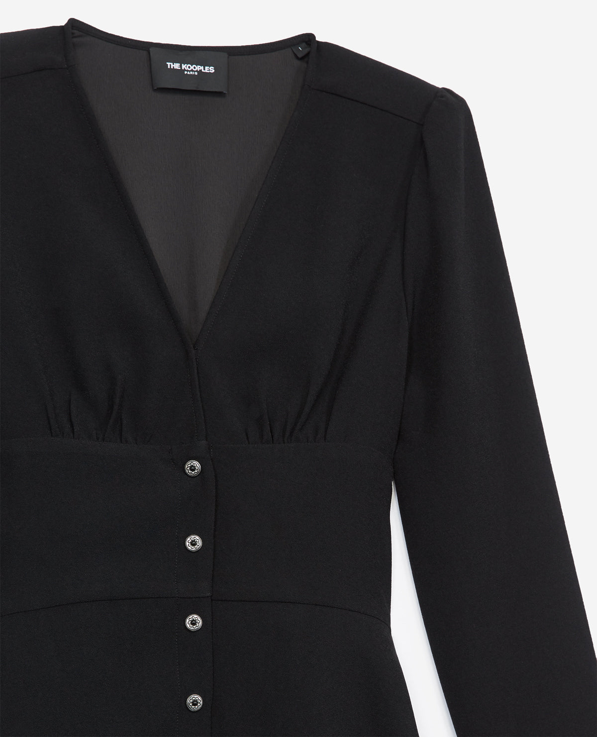 Robe courte noire boutonnée en crêpe The Kooples seconde vie