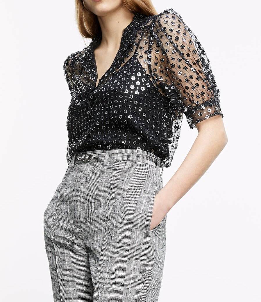 Chemise noire semi transparente sequins The Kooples seconde vie