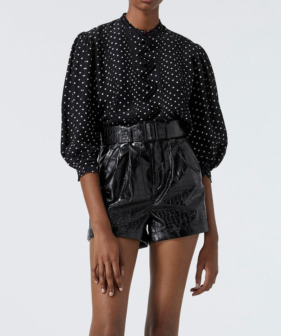 Top tissu fluide noir à pois blancs The Kooples seconde vie