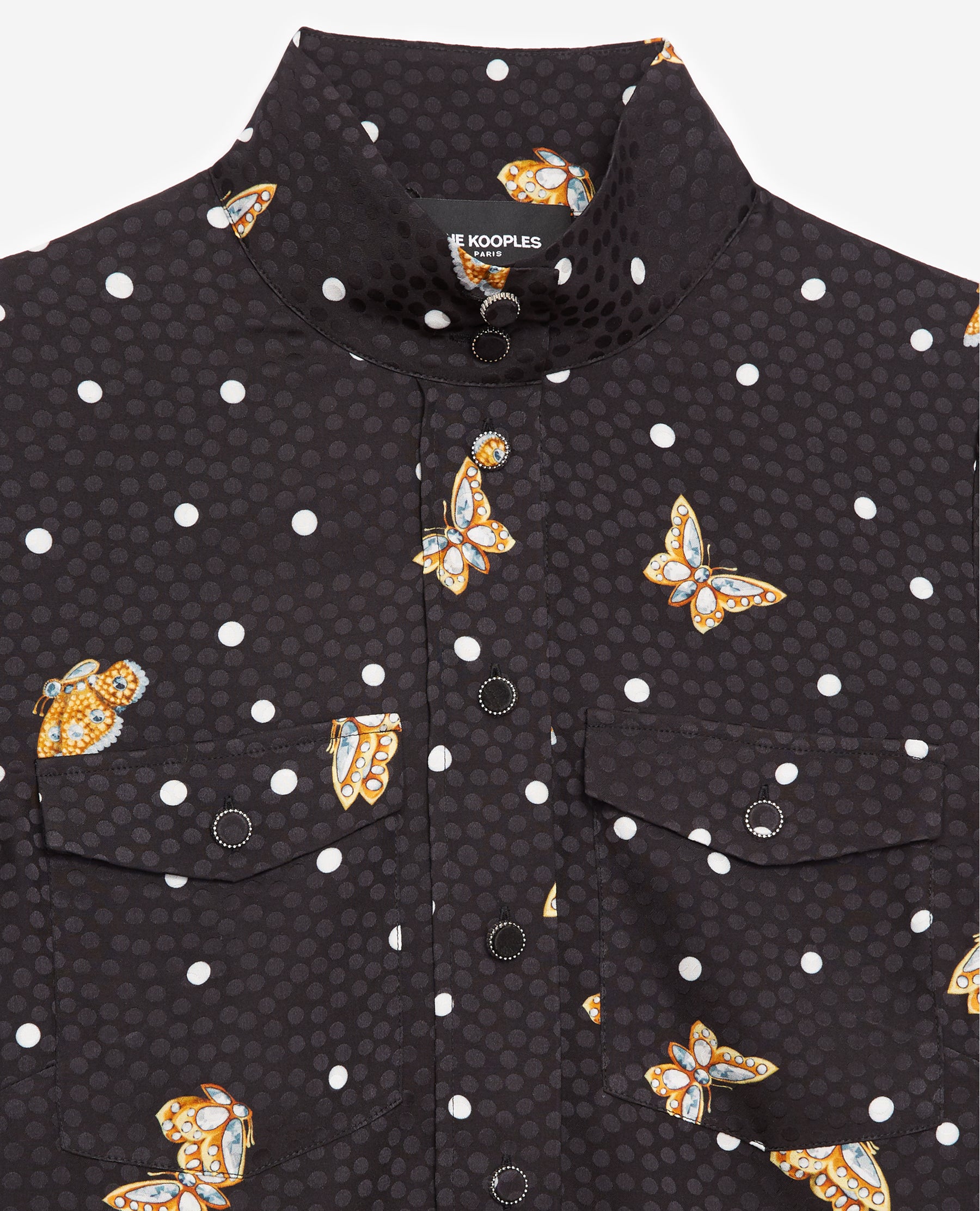 Chemise noire imprimée à col montant The Kooples seconde vie