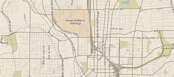 Atlanta Map Vintage Mod