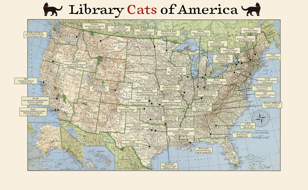 Library Cats of America Map