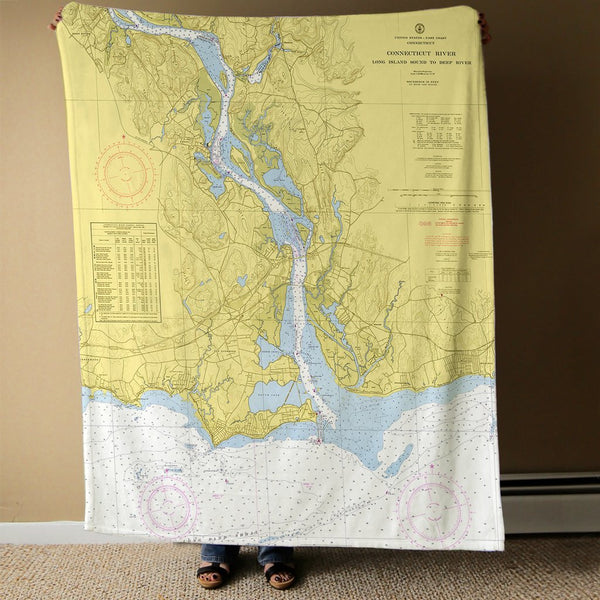 Old Saybrook, CT Nautical Chart Blanket