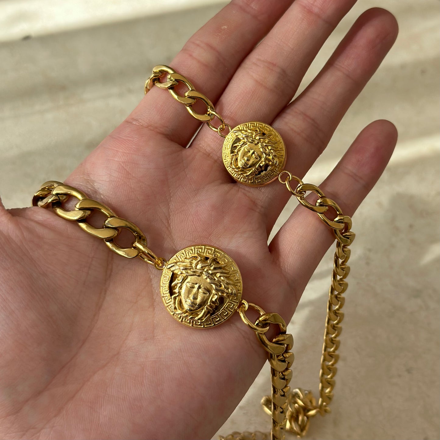 REWORKED VERSACE BUTTON CUBAN CHAIN NECKLACE