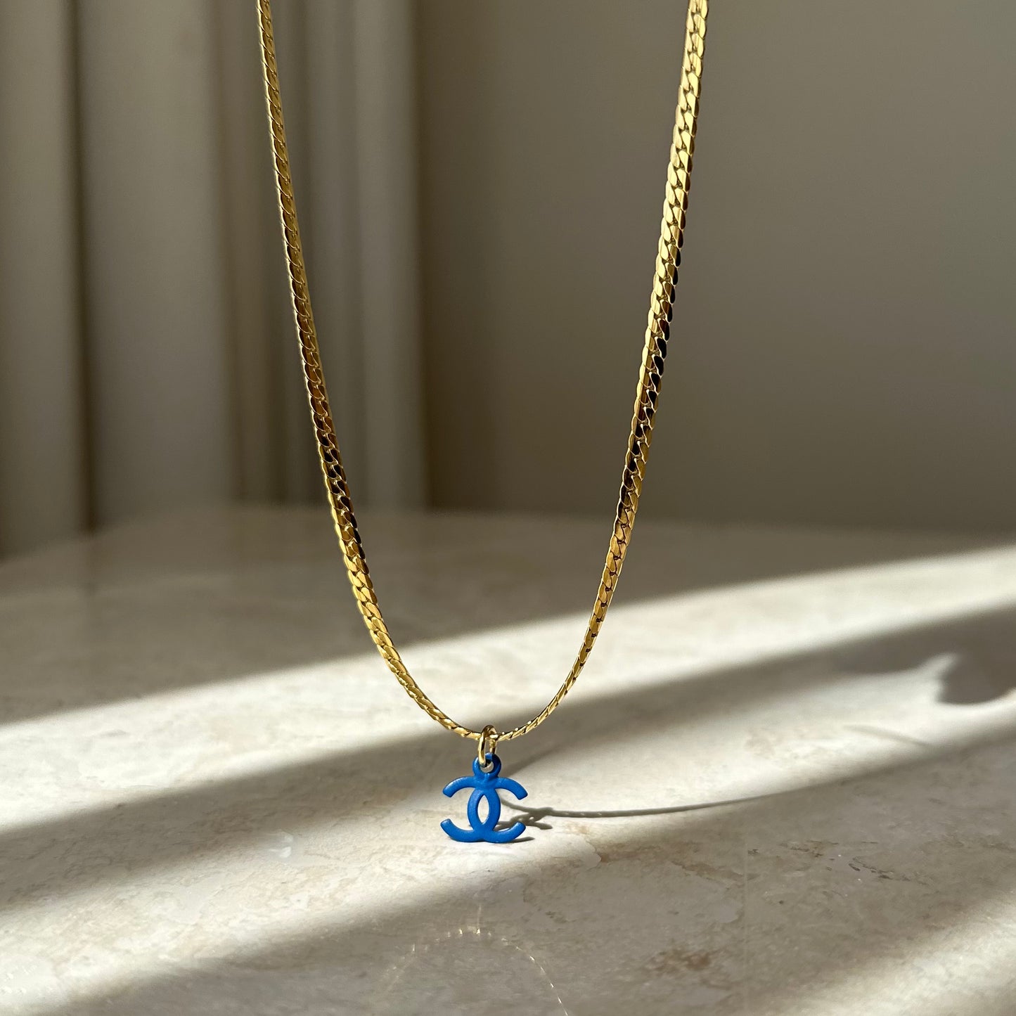 REWORKED BLUE CC GOLD NECKLACE
