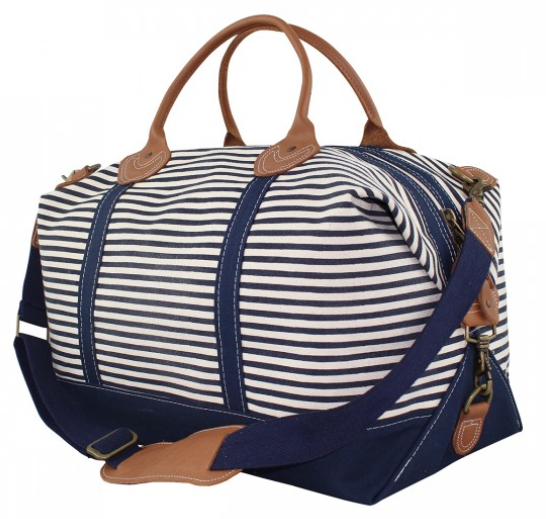 Striped Canvas Duffle Bag Navy Social Manor 5181