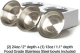 PetFusion Elevated Dog Bowls, Cat Bowls (4", 8" Tall Options). Bamboo w/Water Resistant Seal. US Food Grade Stainless Steel Raised Bowls