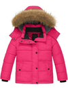 Girl's Padded Puffer Jacket Warm Winter Coat Water Resistant Hooded Parka