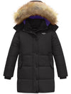 Girls Winter Coat Long Winter Jacket Parka Padded with Faux Fur Hood