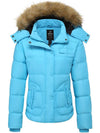 Women's Quilted Puffer Jacket Padded with Faux Fur Hooded
