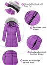 ZSHOW Girls' Long Winter Parka Coat Fleece Puffer Jacket with Detachable Hood
