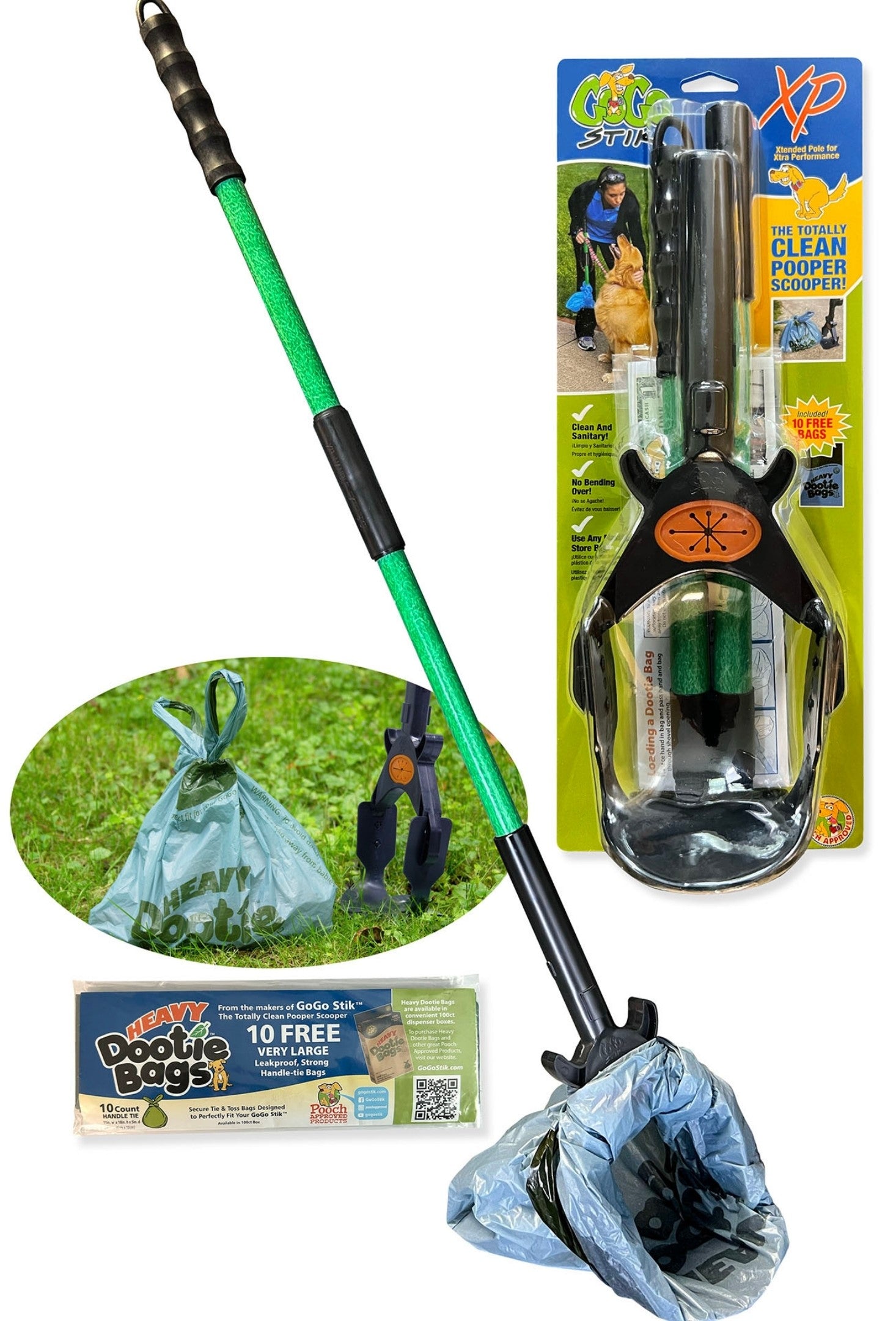 Or Scoop Set Combo Like rake 24 to 36 inch GoGo Stik ST or XP Model Scooper Use Store Bags Dootie Bags. The Totally Clean Pooper Scooper Small to Large Dogs Optional EZ Wedge 