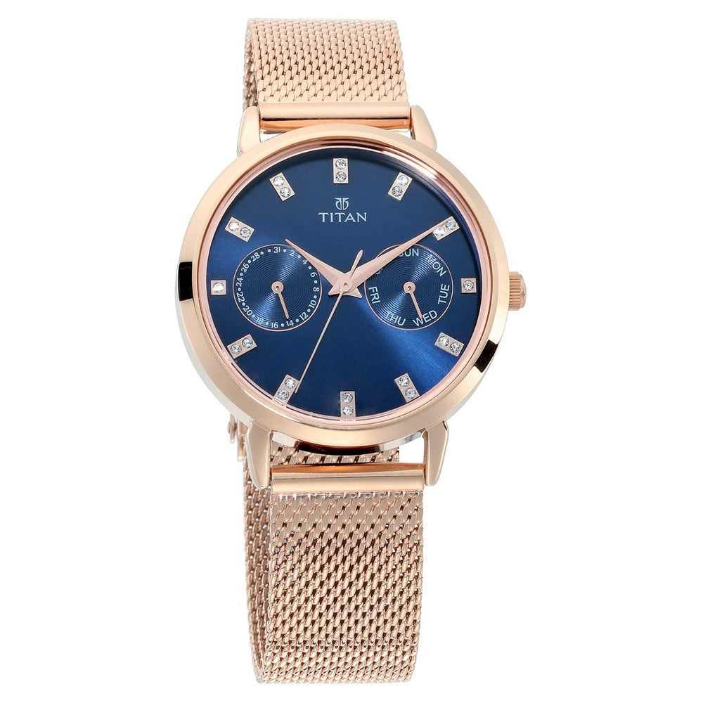 titan ladies watch with blue dial