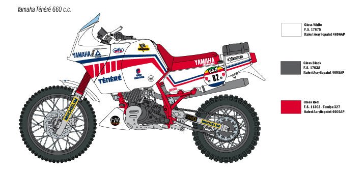 Italeri 4642 1/9 Scale Model Rally Bike Kit Yamaha Tenere 660cc Paris Dakar 1986 