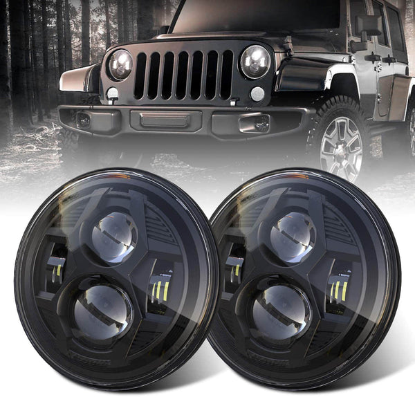 Black 2X 7" Round Cree LED Headlight for Jeep Wrangler JK TJ LJ CJ Hummber H1 H2 