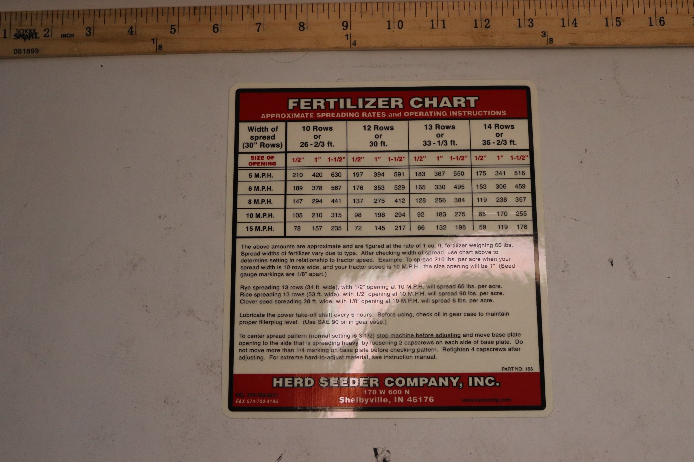 Herd Seeder Fertilizer Chart