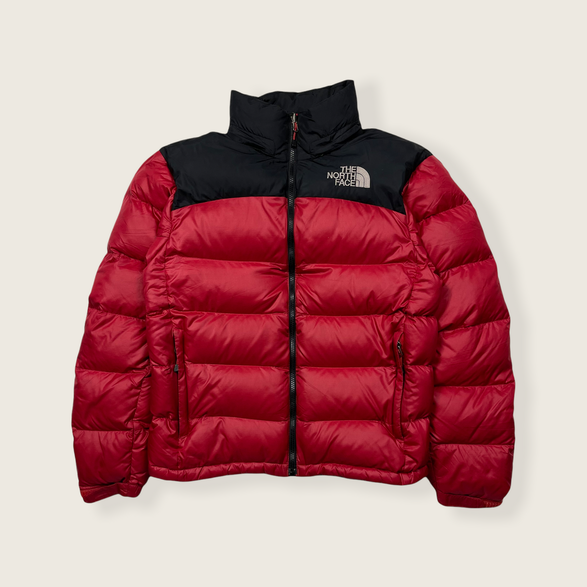 red north face puffer