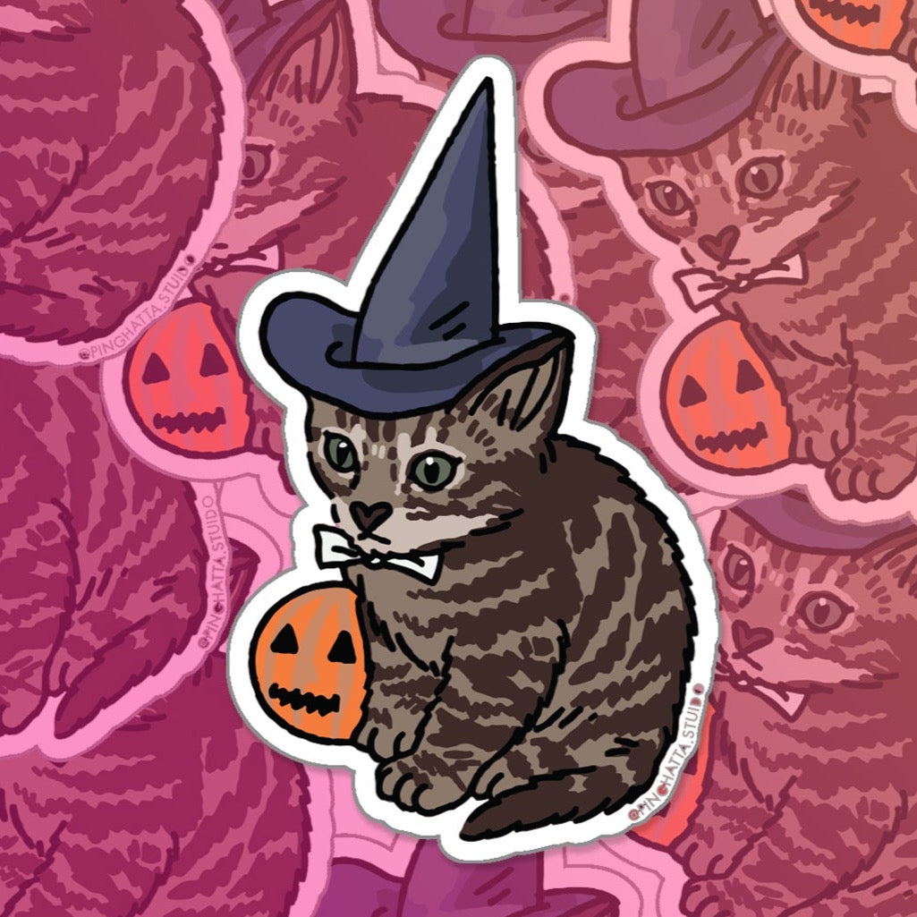Halloween Witch Cat Pumpkin Meme Sticker – Wormhole