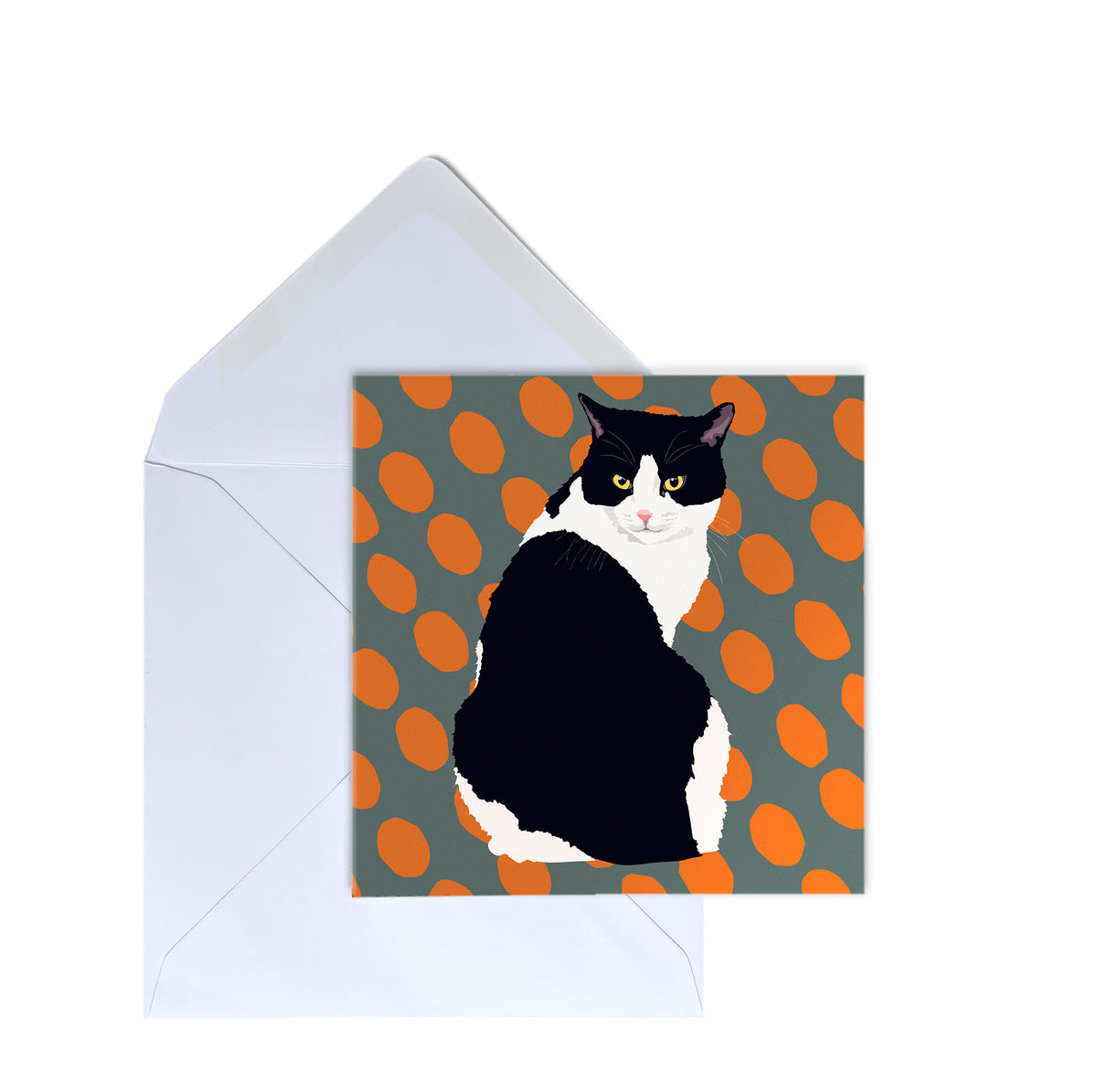 Black & White Cat Carte de vœux par Leslie Gerry/anniversaire/Anniversaire/Blank