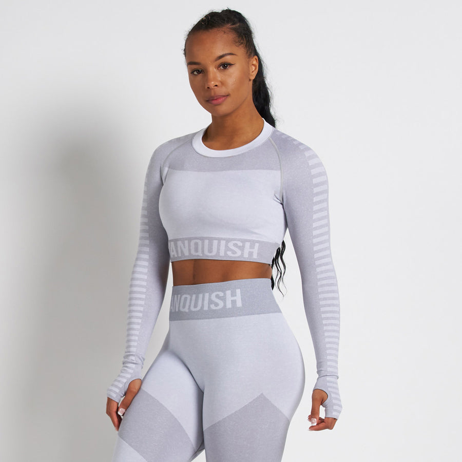 vanquish allure women"s black seamless long sleeve crop top