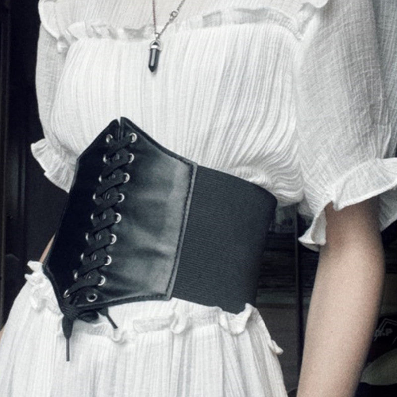 gray corset belt