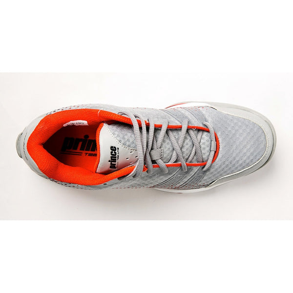 red and grey tennis shoes