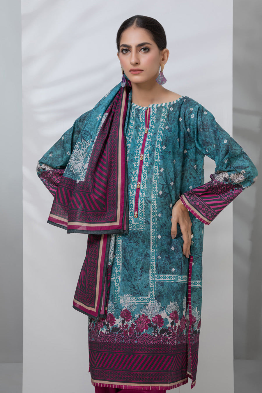 Bonanza Satrangi Blue Lawn Suit Ask223p58 Eid Pret 2022 Online Shopping
