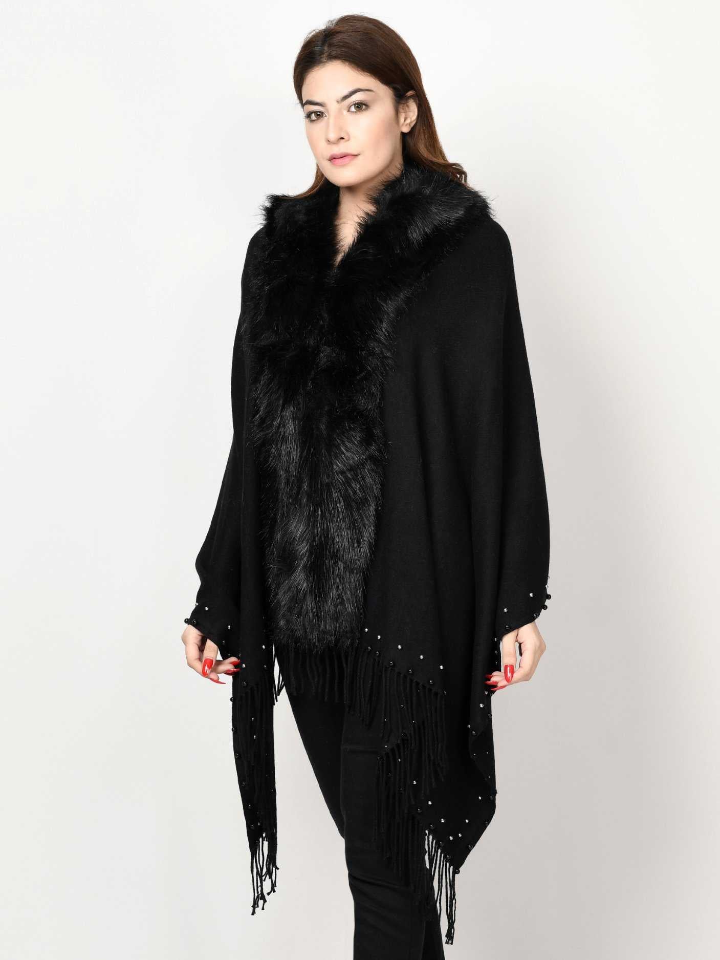 Limelight Beaded Fur Cape Shawl CPS87-FRE-BLK 2019 | Limelight Sale 2020