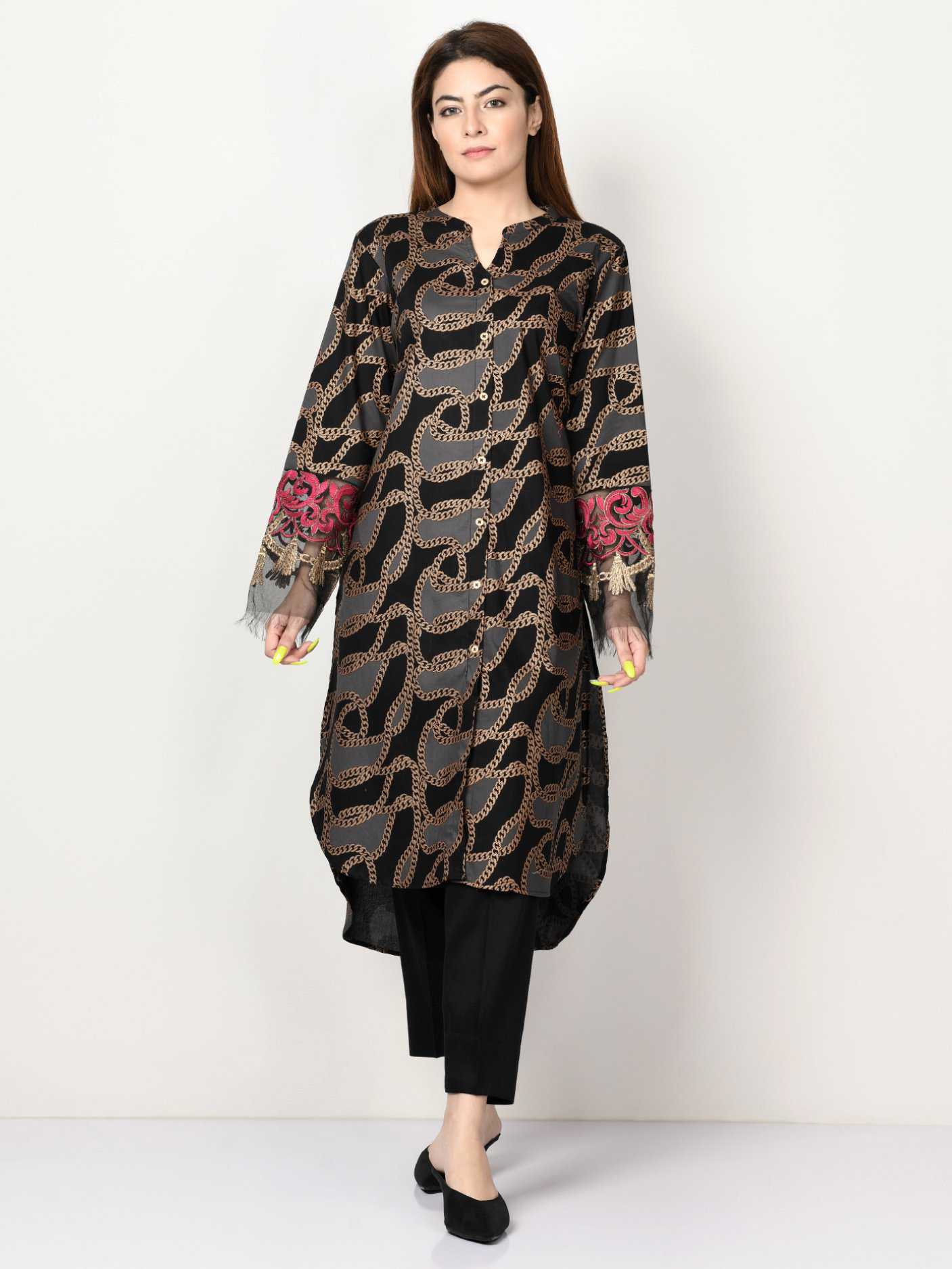 Limelight Embroidered Winter Cotton Shirt P1626-BLK 2019 | Limelight Sale 2020