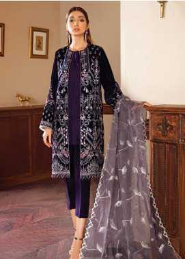 Baroque Embroidered Velvet Winter Collection 02 Plum Berry 2019