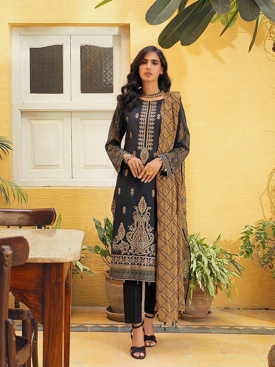 Duffel Lily 3pc Embroidered Lawn With Chiffon Dupatta Faustina Wk 00732a Salitex Summer Collection 2021