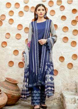 Iznik Embroidered Linen Winter Collection 02 Navy Charm 2019