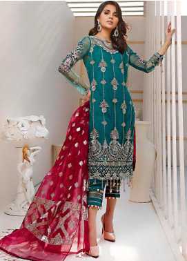 Sifona Embroidered Net Luxury Collection 05 Flamboyant Teal 2019