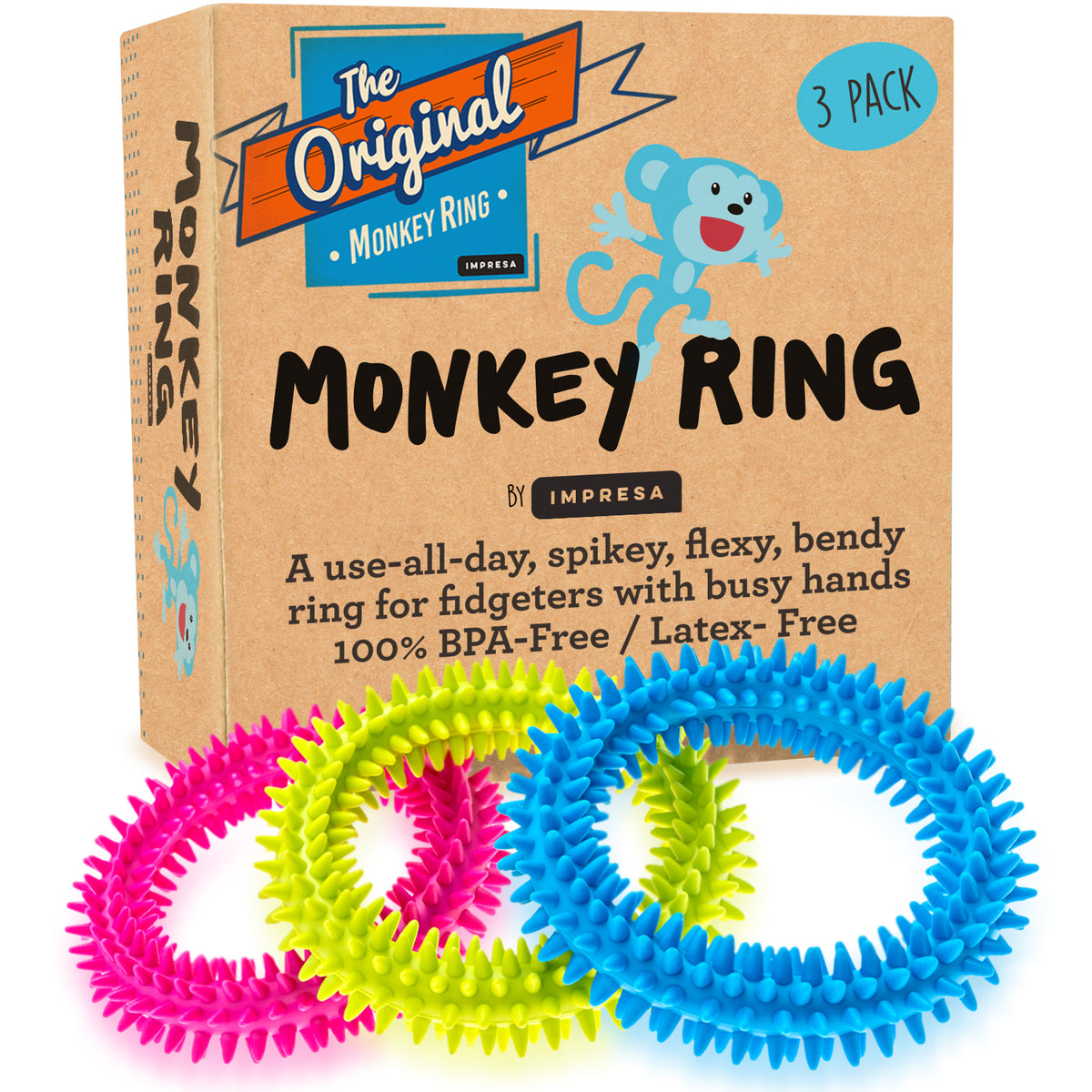 BPA/ IMPRESA 5-Pack Glitter Monkey Noodle Stretchy String Fidget Sensory Toys 