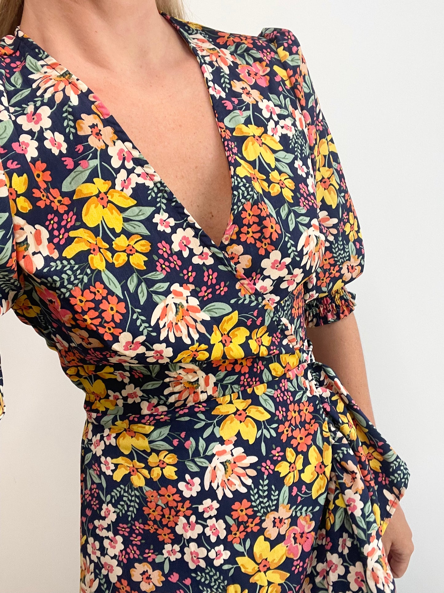 Floral Wrap Midi Dress